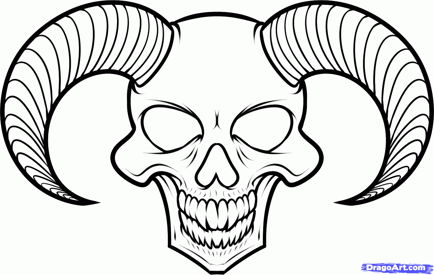1412x896 How To Draw A Devil Skull, Devil Skull Tattoo, Step