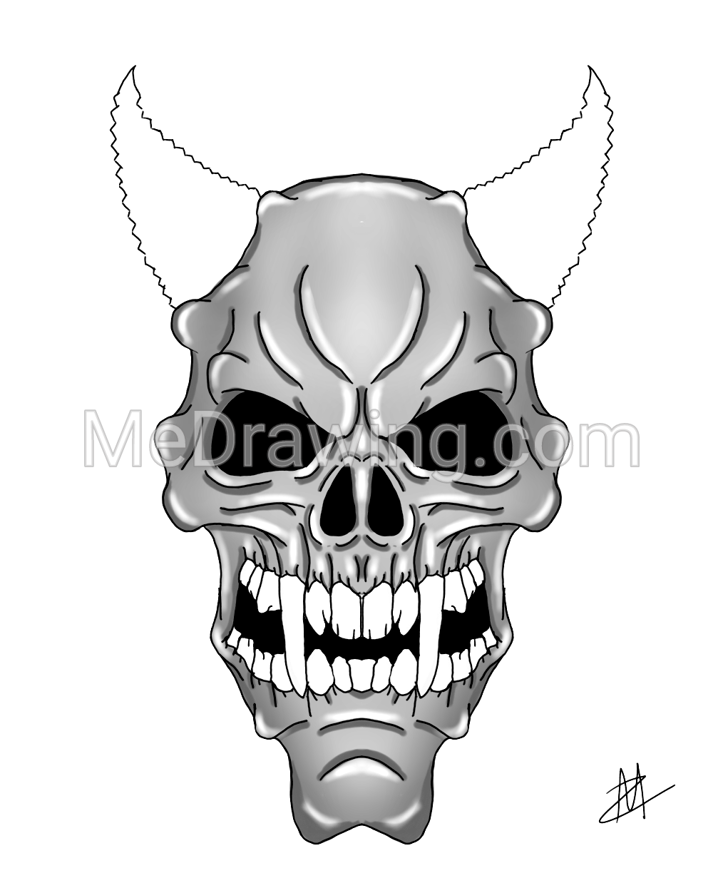 1014x1231 Purple Zombie Demon Skull Black And White Drawing Black