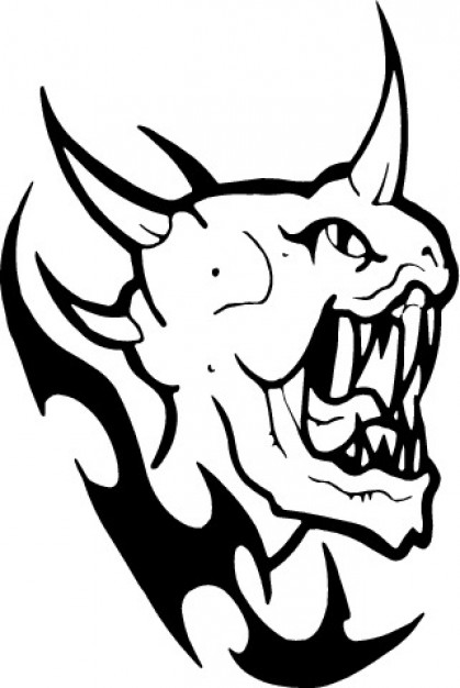 419x626 Horned Monster Demon Head Side View Download Free Halloween Vectors