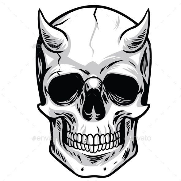 590x590 Demon Head Skull Vector Illustrations Design In Skull