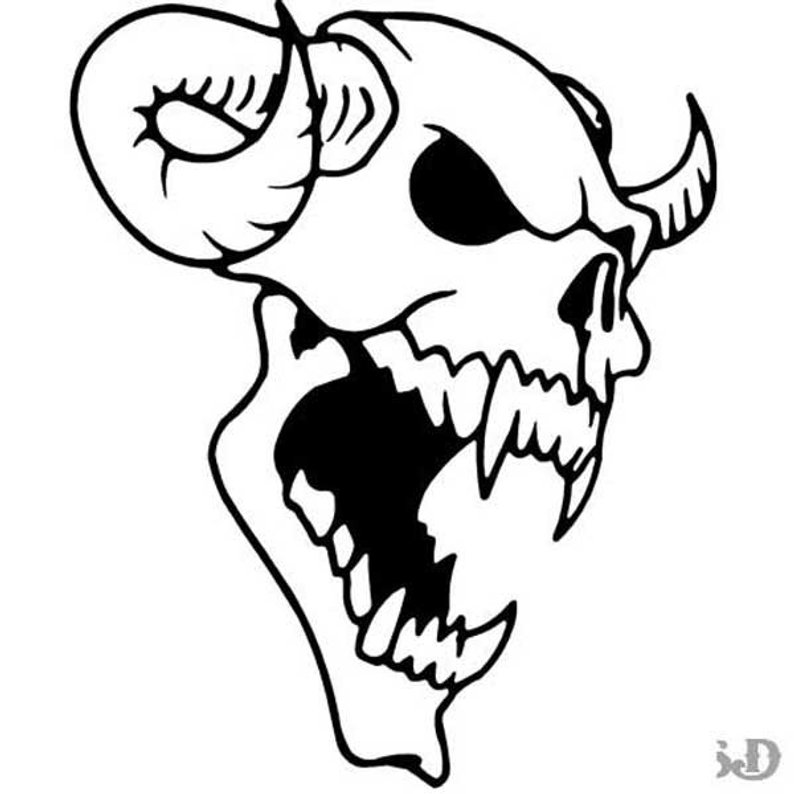 794x794 Demon Skull Horns Vinyl Decal Sticker X Etsy
