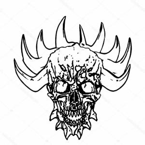 300x300 Stock Illustration Demon Skull Horns Vector Illustration White