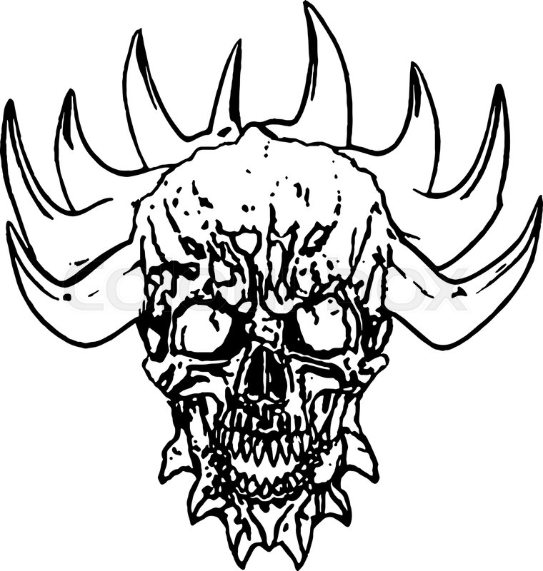 760x800 Apocalyptic Demon Skull With Horns Stock Vector Colourbox