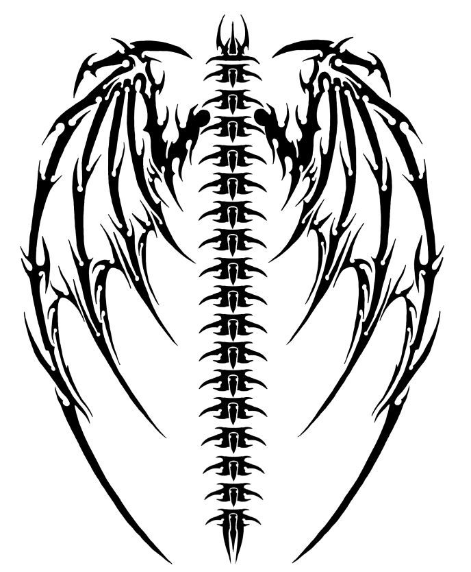 688x834 Pink Dragon Wings Tattoo Design