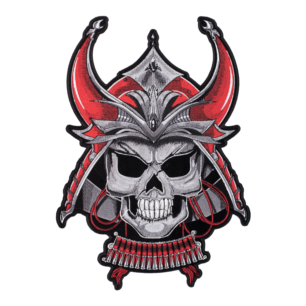 1000x1000 Red Demon Samurai Skull Patch Bushido Warrior Patches