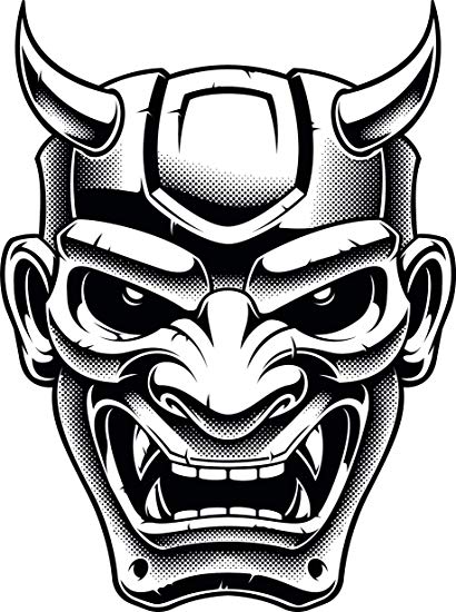 410x550 Strong Black Japanese Warrior Element Cartoon Vinyl