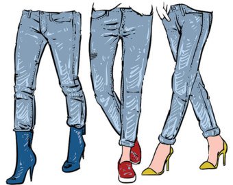 340x270 hand drawn women's fashionable denim jeans outline etsy