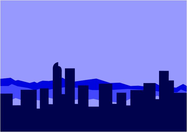602x426 Denver Skyline Mountains Drawing
