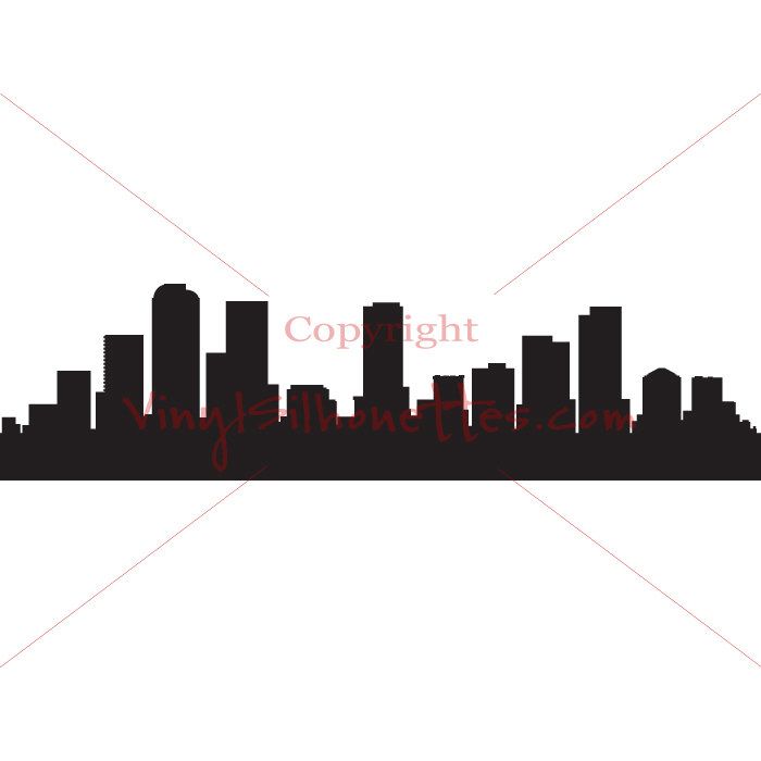 700x700 Denver Colorado Skyline Silhouette, Cityscape Wall Sticker, Vinyl