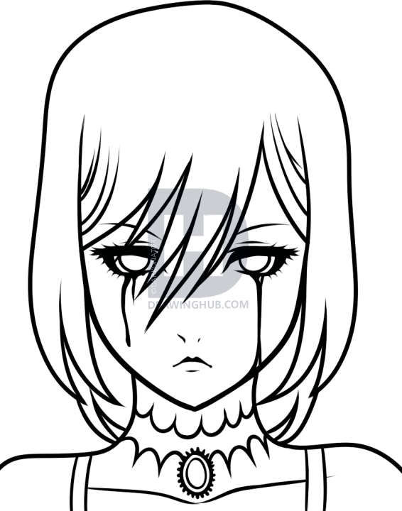 566x720 how to draw a sad goth girl, step