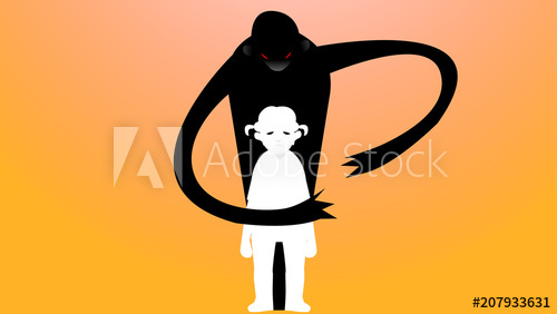 500x282 Vector Drawing Of A Sad, Depressed, Abused Girl Surrounded