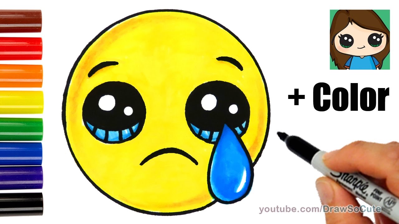 1280x720 How To Draw A Sad Face Emoji Easy With Coloring