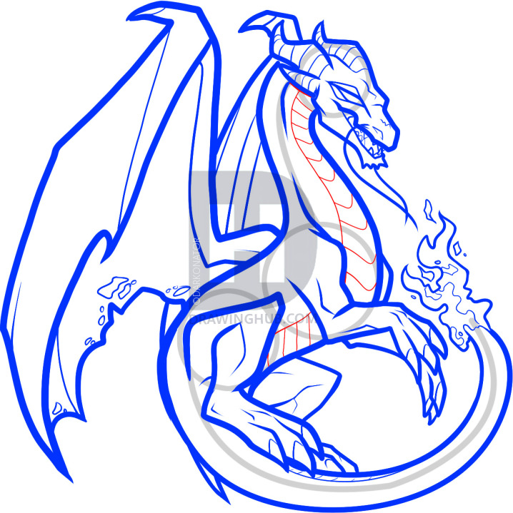 718x719 How To Draw A Ghost Dragon, Ghost Dragon, Step