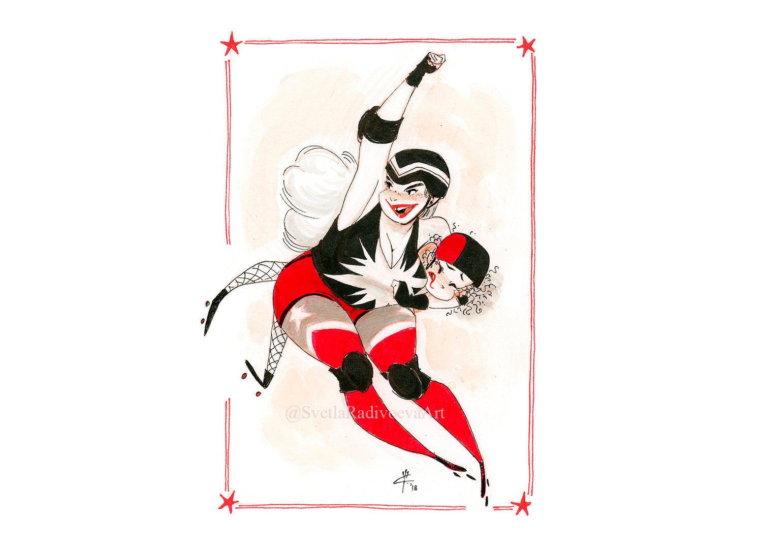 1500x1080 Soul Grinder Roller Derby Girl Illustration Drawing Etsy