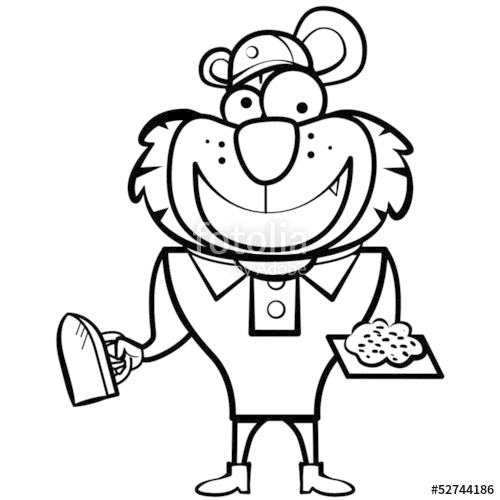 500x500 Coloring Cartoon Tiger Builder With Derby Tool Stock Image
