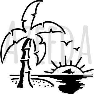 300x300 Large 'desert Island' Wall Stencil Template