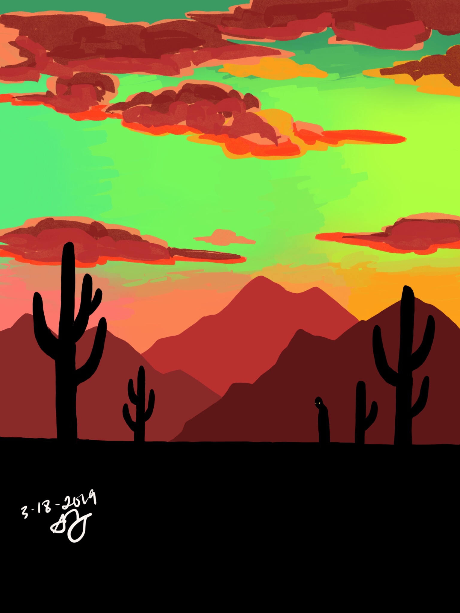 1536x2048 Desert Sunset Drawing For Uieberglettuce On Ricandrawthat