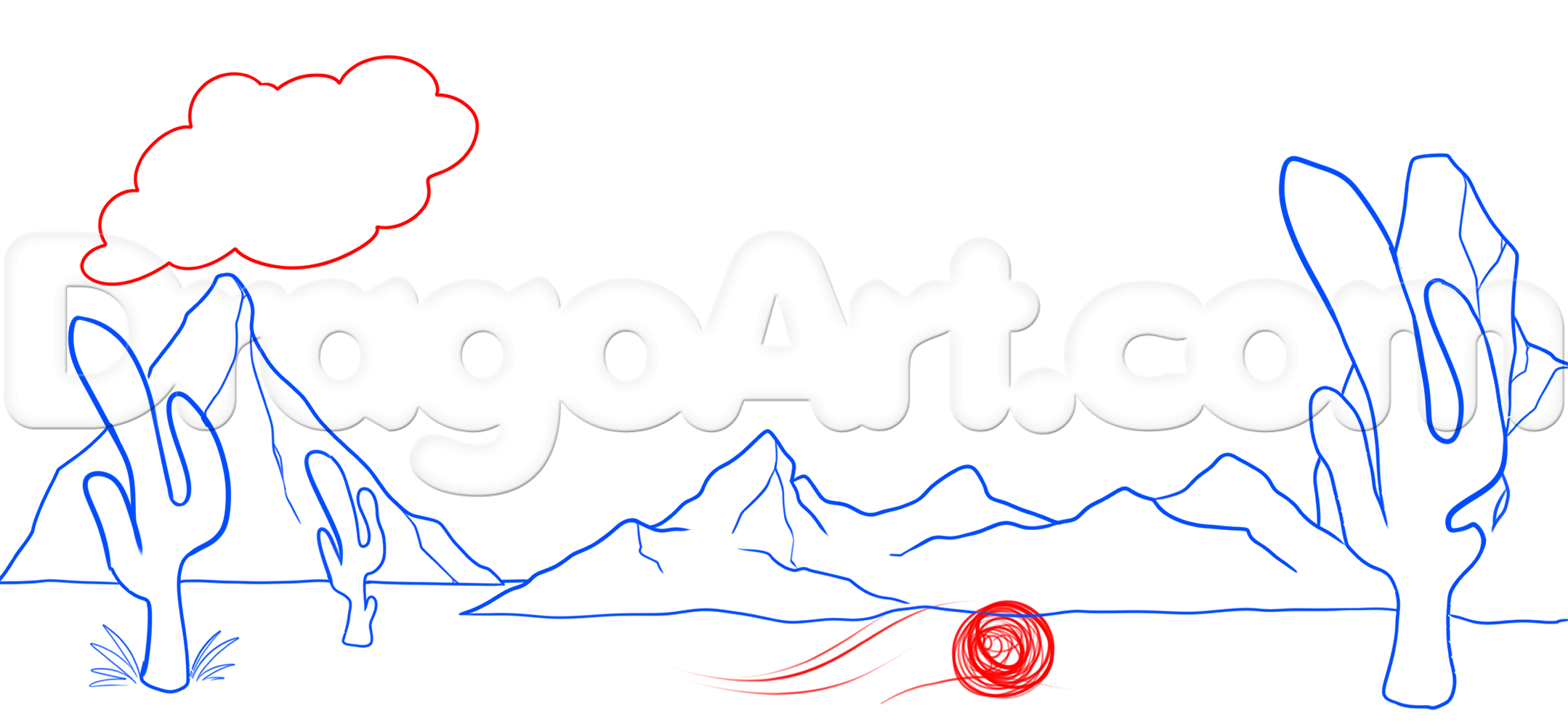 2158x1000 Mexican Desert Drawing, Step