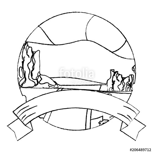 500x500 Grunge Desert Mountains And Road Landscape With Ribbon Stock