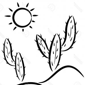 300x300 Photostock Vector Desert Road Graphic Oasis Well Black White