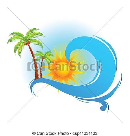 450x470 sea wave with palm tree illustration of sea wave with palm tree
