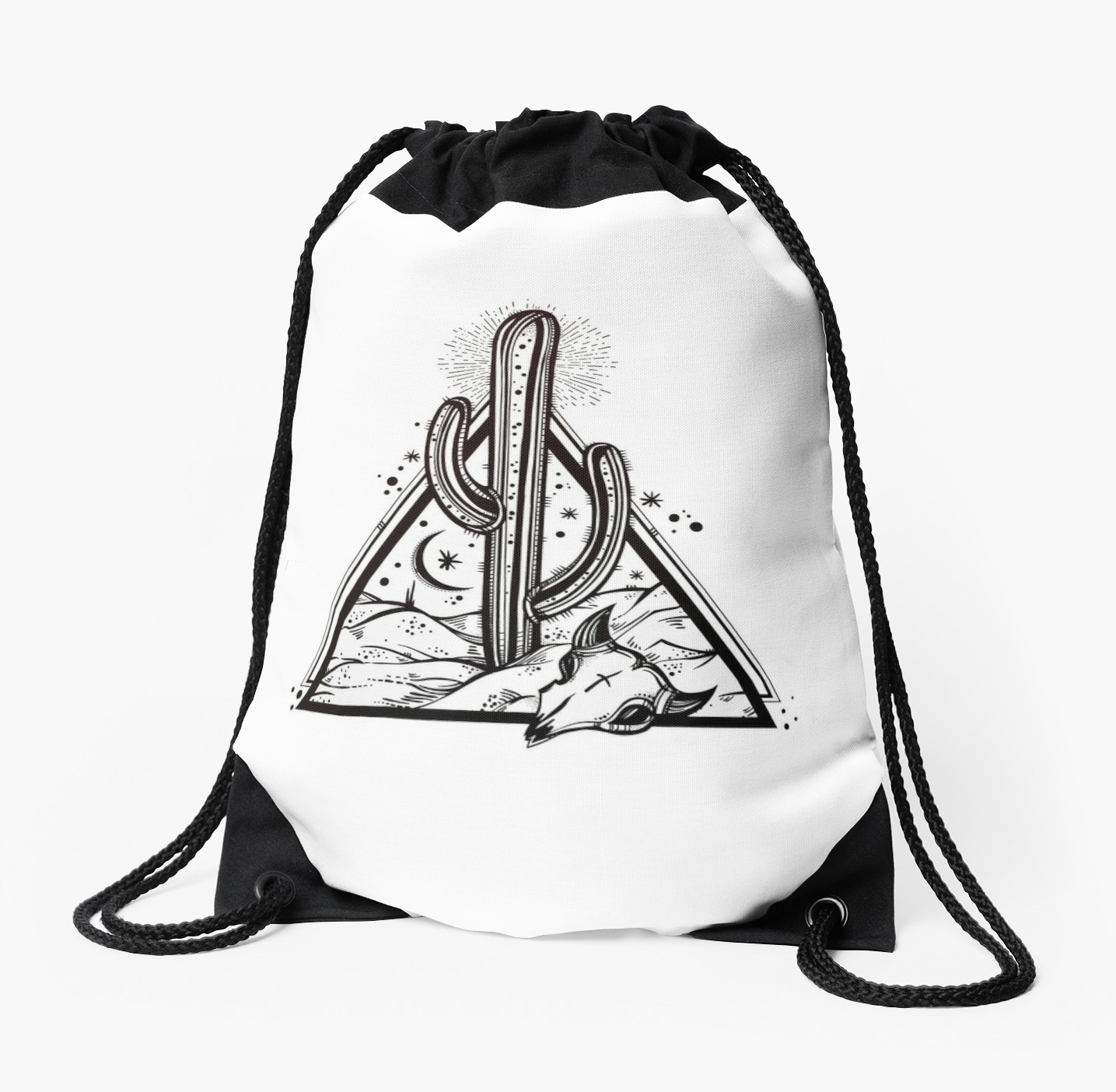 1435x1404 Cactus With Cow Skull Desert Scene Inside Sacred Geometry Pyramid