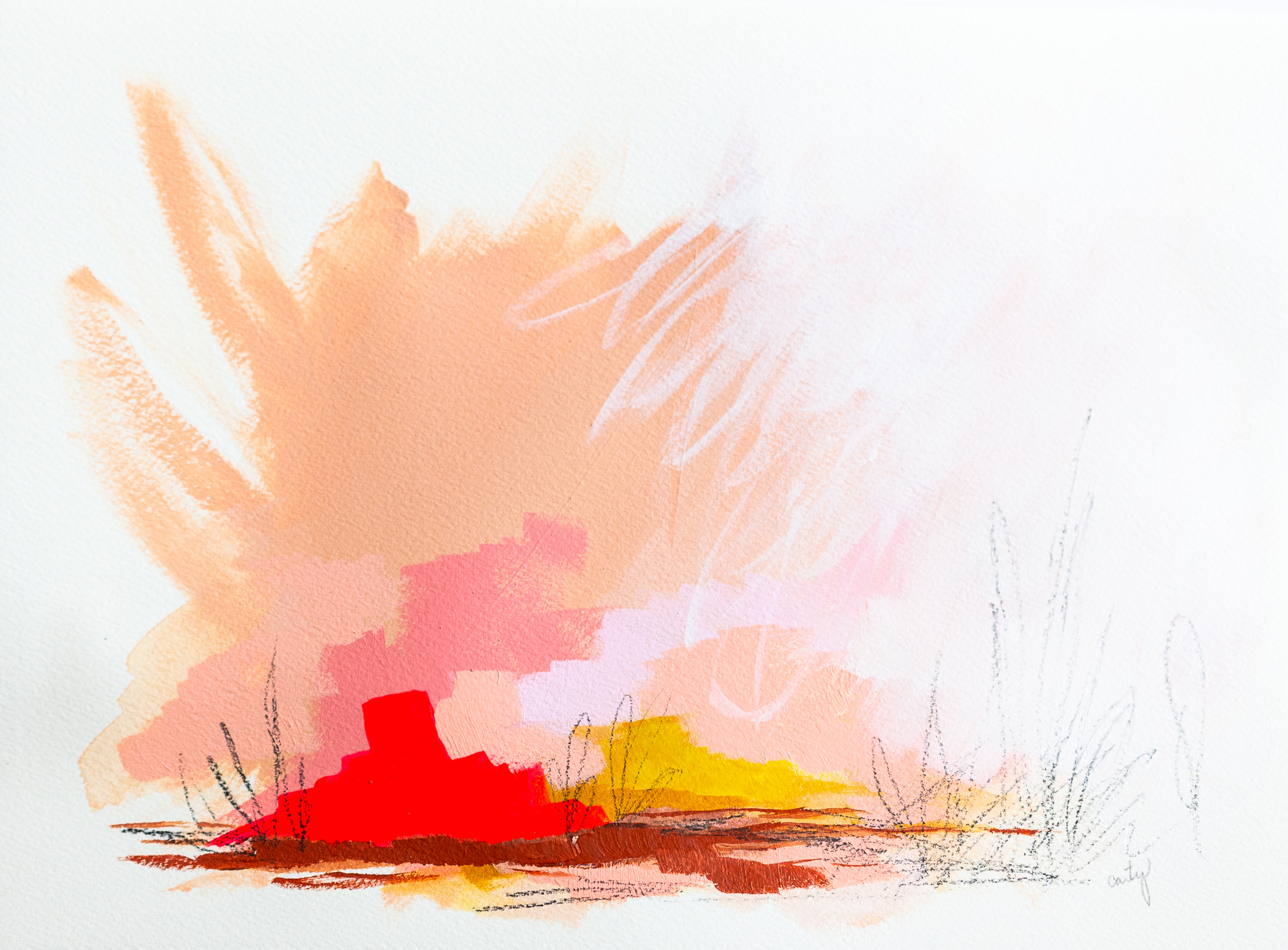 2000x1476 Desert Time, Boho Abstract Painting With Hot Pink Megan