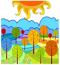 247x268 Landscape Drawing Sunset Vectors Stock For Free Download