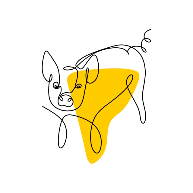 640x640 One Line Drawing Of Pig Vector Minimalist Design, Black, Graphic