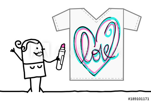 500x339 cartoon textile designer drawing a sketchy heart