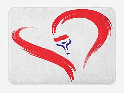 425x320 Love Bath Mat, Brush Drawing A Heart Symbol Mutual Special