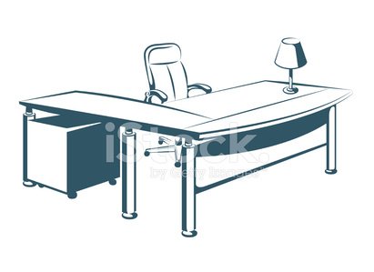 411x299 Vector Drawing Of The Office Desk Premium Clipart