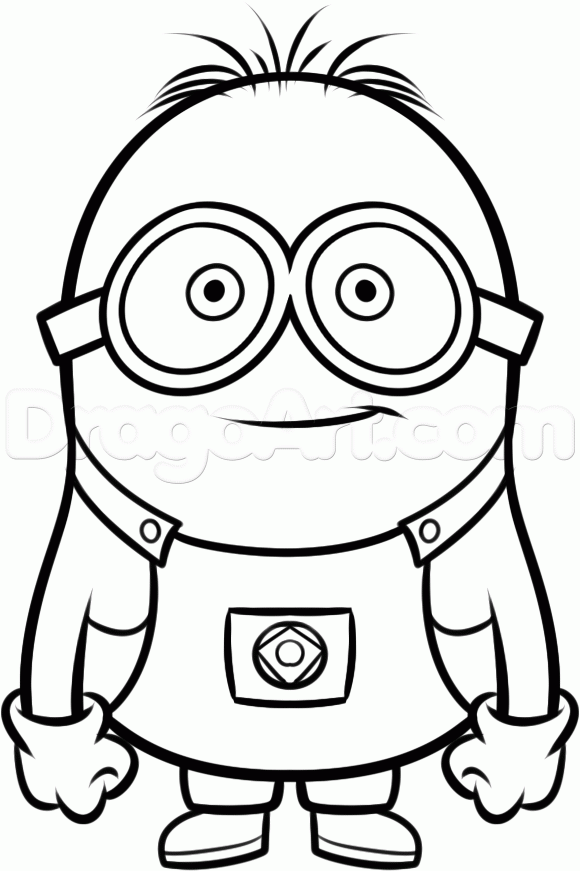 580x871 How To Draw A Minion From Despicable Me, Grus Minions, Step