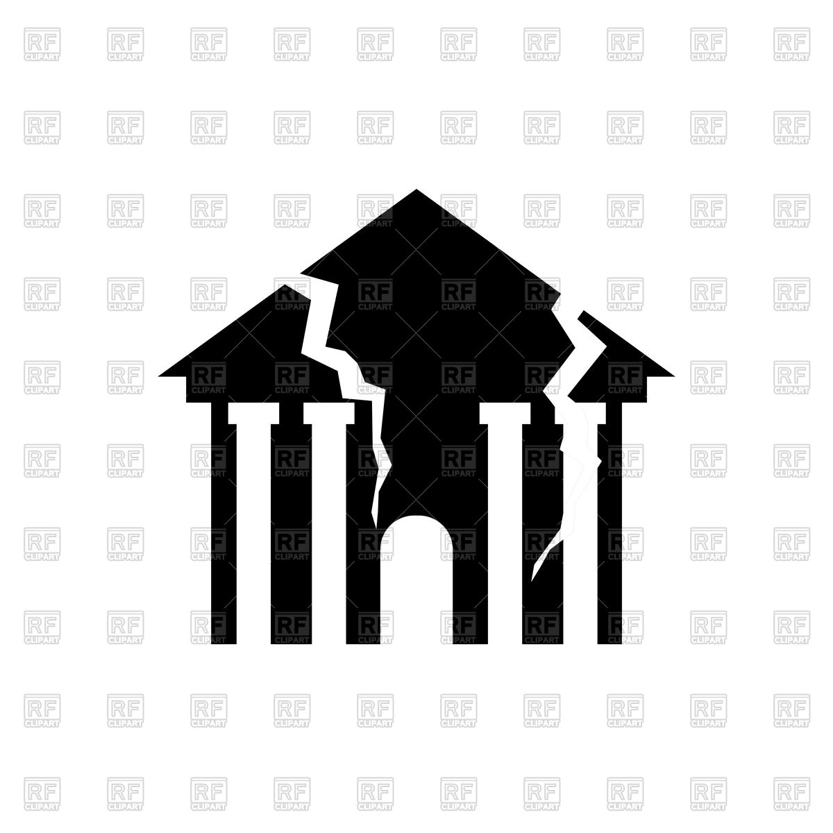 1200x1200 Earthquake Ruined Architecture Building Vector Image