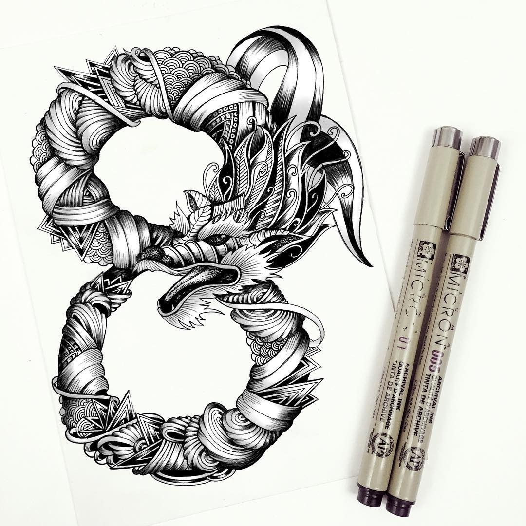 1080x1080 Designstack Dragon Eight Detailed Drawings Representing