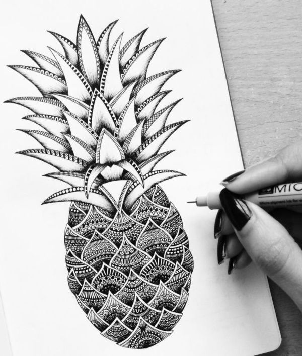 600x708 Random Things To Draw When Bored Draw Detail Art, Pineapple