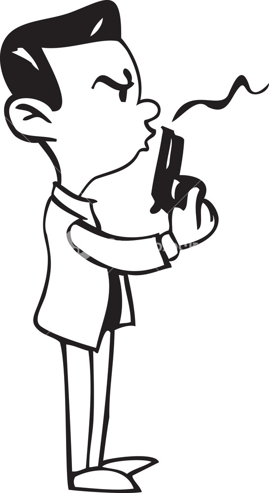 546x1000 Illustration Of A Detective With Gun Royalty Free Stock Image