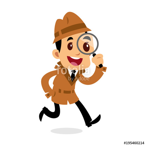 500x500 Vector Drawing Of A Detective Man, He Is Looking For Clues Stock