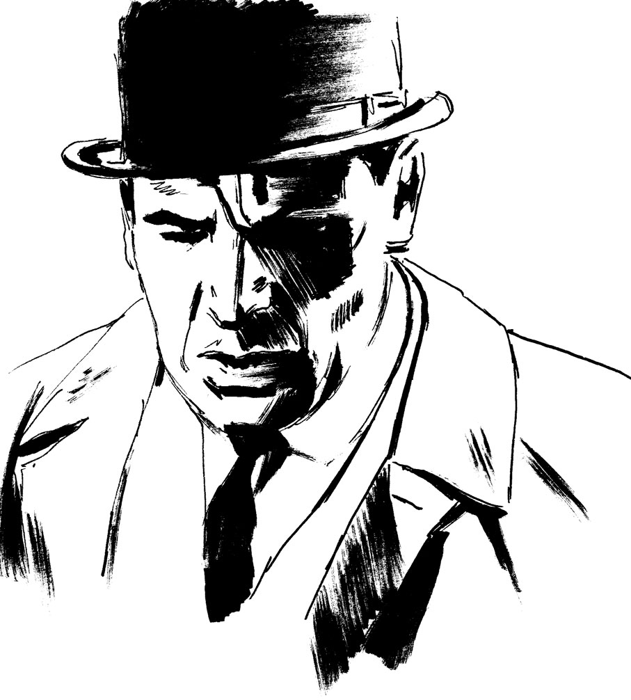 907x1006 Detective Drawing Black And White For Free Download
