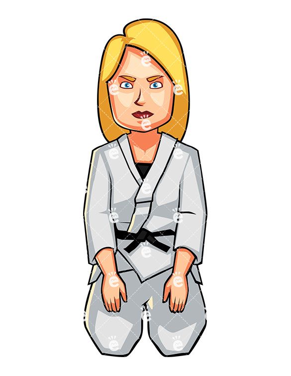 585x755 a woman holding a seated karate pose martial arts clipart