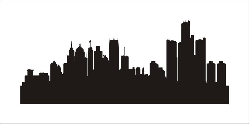 794x396 Detroit City Skyline Reusable Stencils Sizes Available Etsy