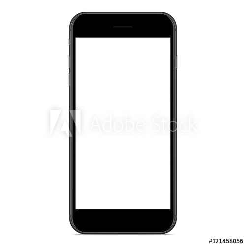 500x500 Vector Drawing Mockup Phone Matte Black Color On White Background