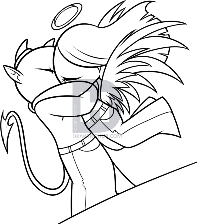 634x720 How To Draw Demon And Angel Love, Step