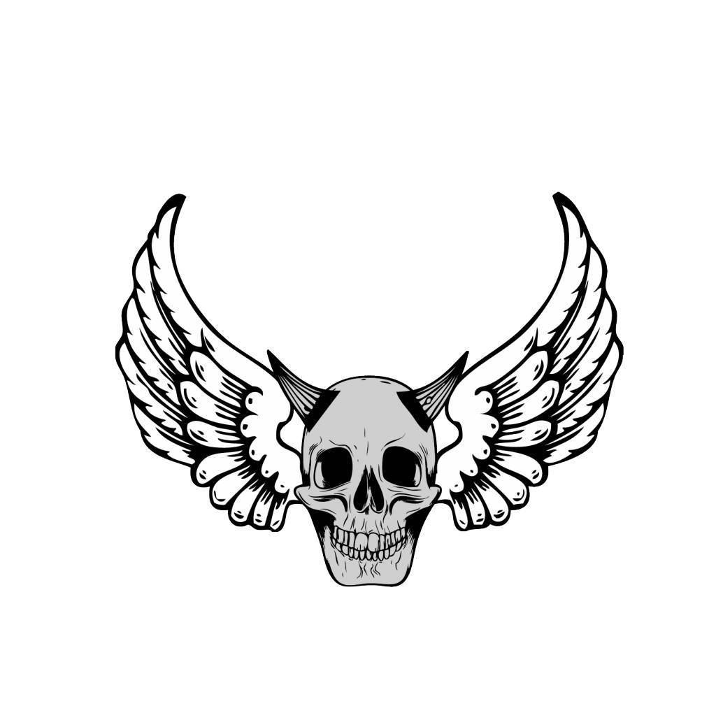 1024x1023 Old School Devil Skull With Angel Wings