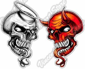 300x242 God Evil Skull Angel Devil Gothic Biker Car Bumper Vinyl Sticker