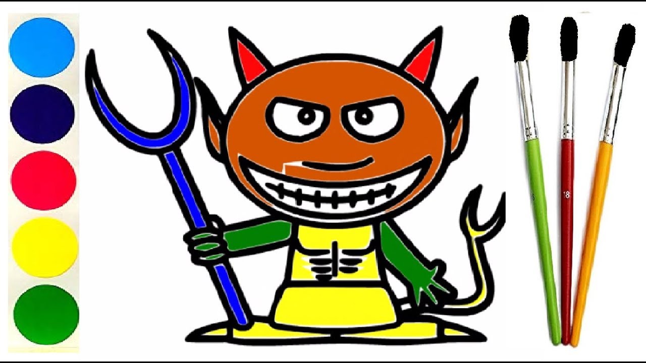 1280x720 Devil Cartoon Drawing For Kids And Coloring Pages Kids Drawing