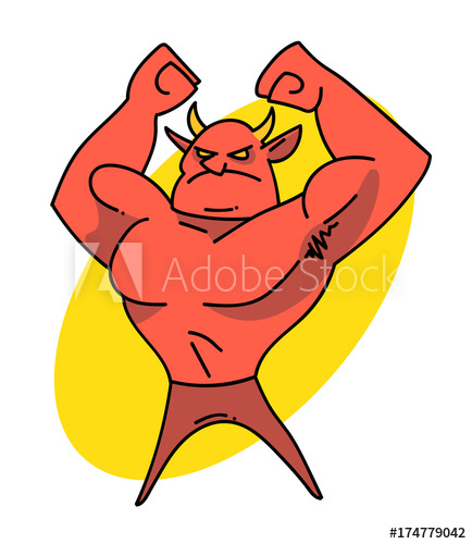 434x500 Devil Cartoon Hand Drawn Image Original Colorful Artwork, Comic