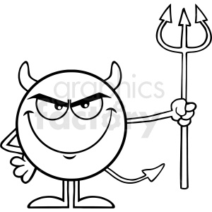 300x300 black and white devil cartoon emoji character holding a pitchfork