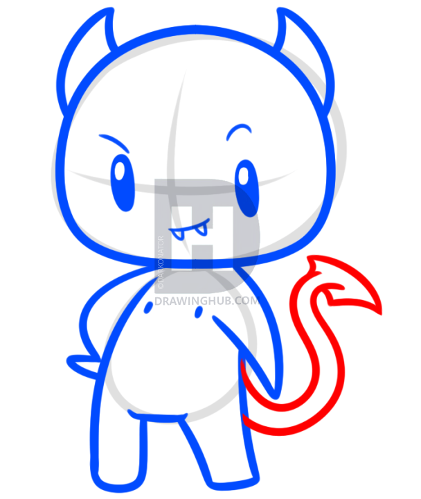 608x720 Drawing A Chibi Devil, Step