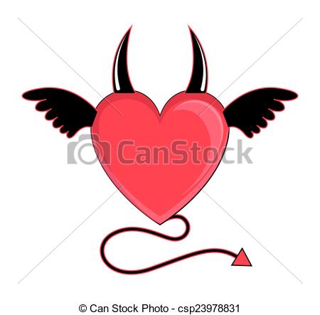 450x443 Devil Heart Vector Cartoon Devil Bad Heart Flying Vector